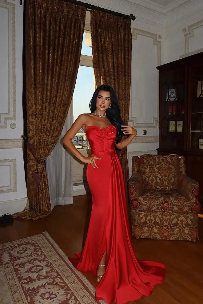 EYYO ATELIER Roșu Sexy Elegant Formal Glam Rochie Îmbrăcăminte cu ridicata Sexy