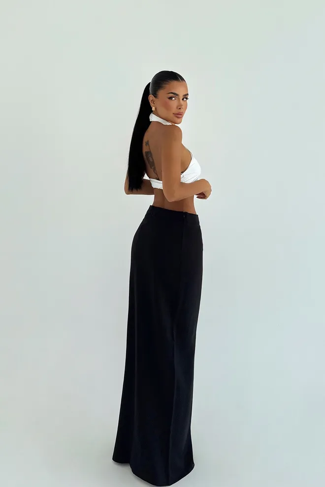 EYYO ATELIER Black Sexy Elegant Formal Glam Maxi Wrap Skirt Wholesale Clothing Spring