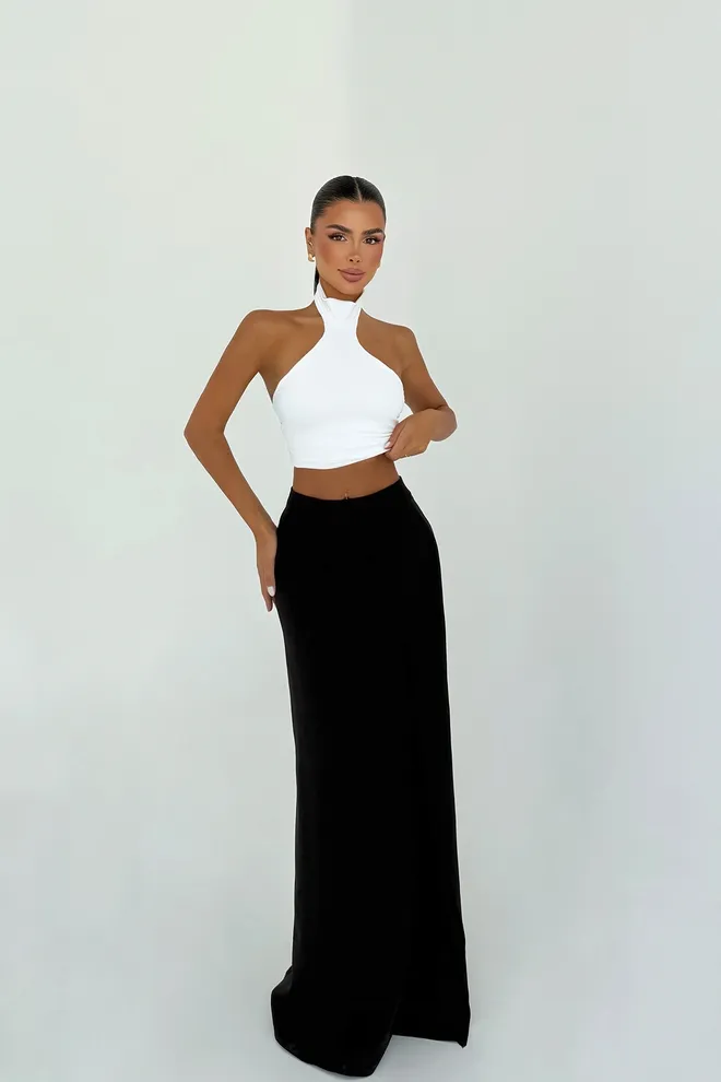 EYYO ATELIER Black Sexy Elegant Formal Glam Maxi Wrap Skirt Wholesale Clothing Cocktail