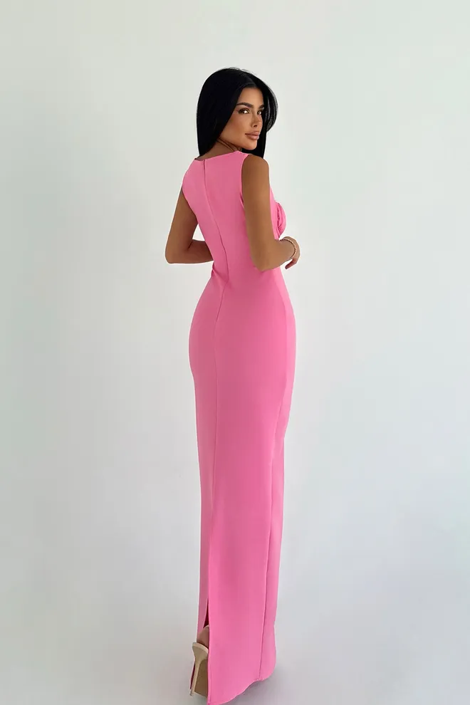 EYYO ATELIER Vestido Bodycon Cor de rosa Com Decote Quadrado E Mangas Japonesas Roupas por atacado Aniversário