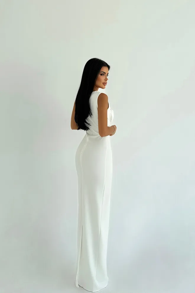 EYYO ATELIER Branco Sensual Elegante Formal Glamoroso Bainha Vestido Roupas por atacado Cocktail