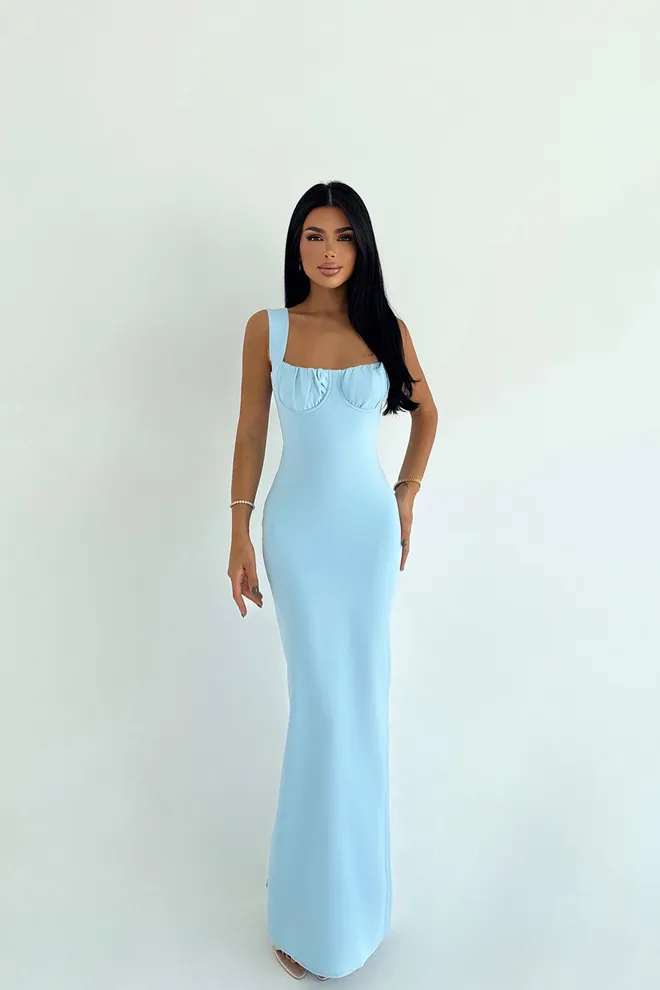 EYYO ATELIER Azul Sensual Elegante Formal Glamoroso Bodycon Vestido Roupas por atacado 1