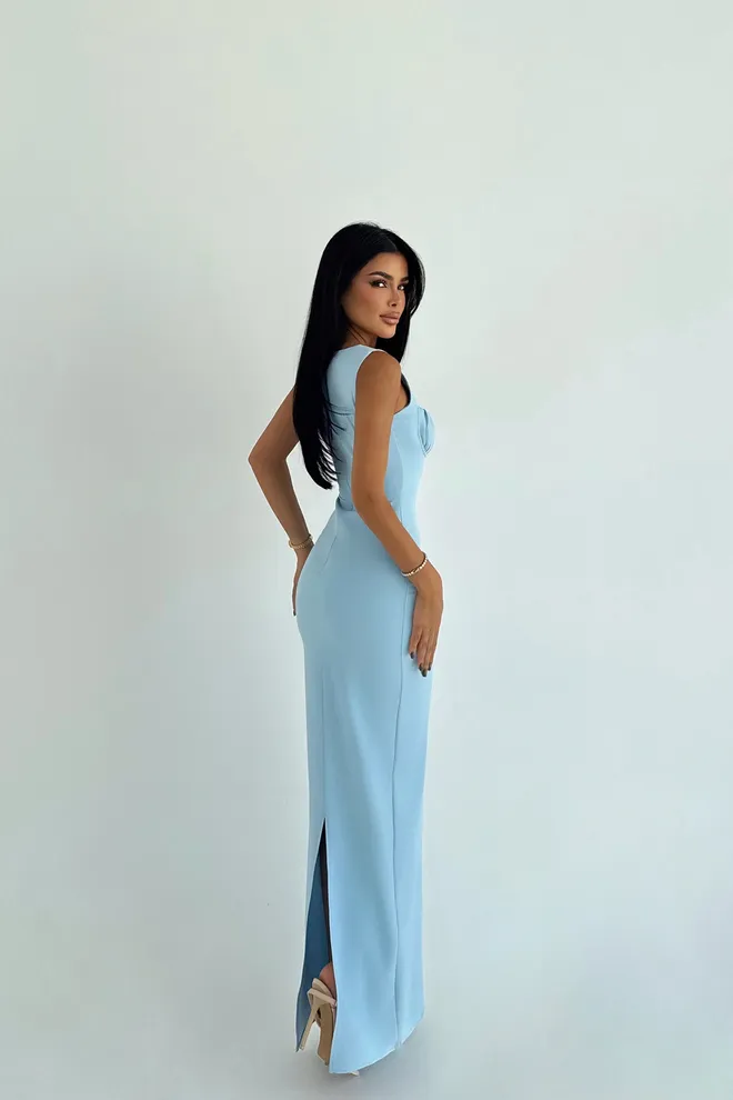 EYYO ATELIER Azul Sensual Elegante Formal Glamoroso Bodycon Vestido Roupas por atacado Trabalho