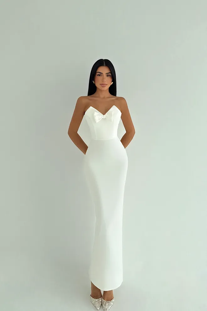 EYYO ATELIER White Sexy Elegant Formal Glam Bodycon Dress Wholesale Clothing Sexy