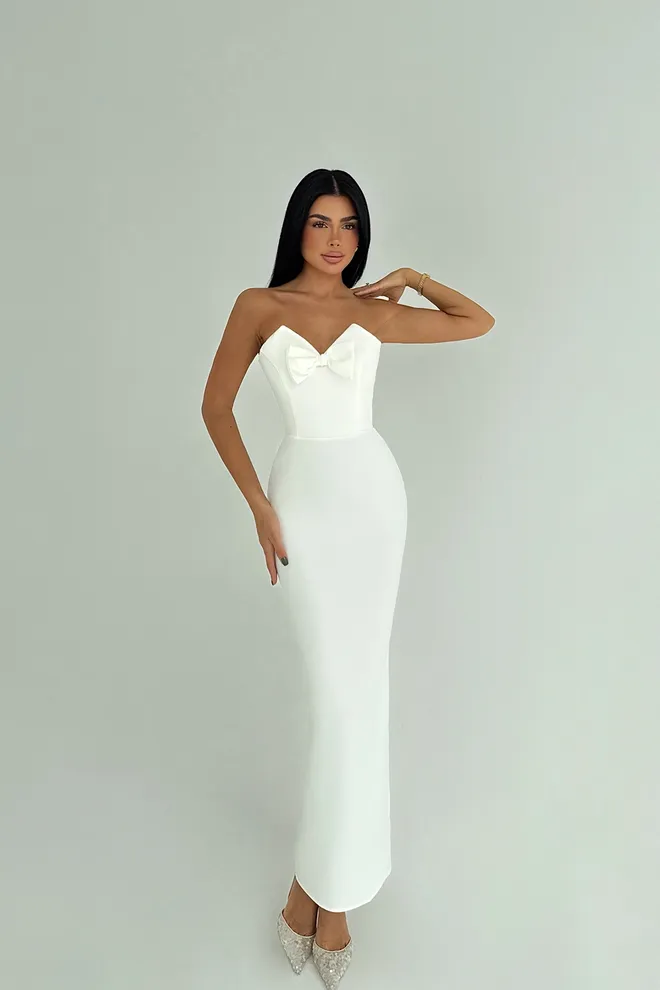EYYO ATELIER White Sexy Elegant Formal Glam Bodycon Dress Wholesale Clothing 1