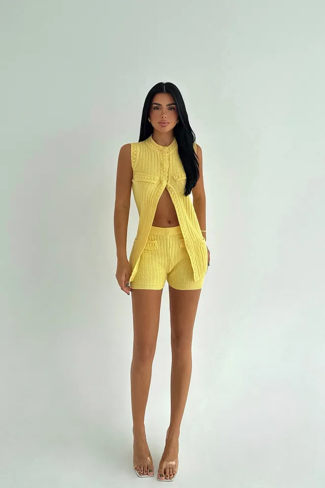 EYYO ATELIER Set Galben Casual Sexy Elegant Petrecere Cocktail Îmbrăcăminte cu ridicata Casual