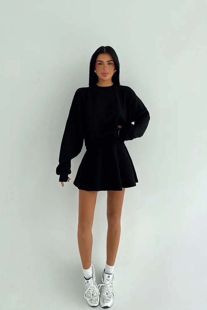 EYYO ATELIER Set Negru Casual Sport De Stradă Îmbrăcăminte cu ridicata Casual