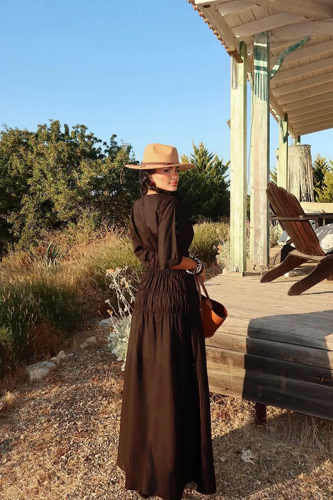 EYYO ATELIER Black Ethnic Fit & Flare Dress Wholesale Clothing Lounge