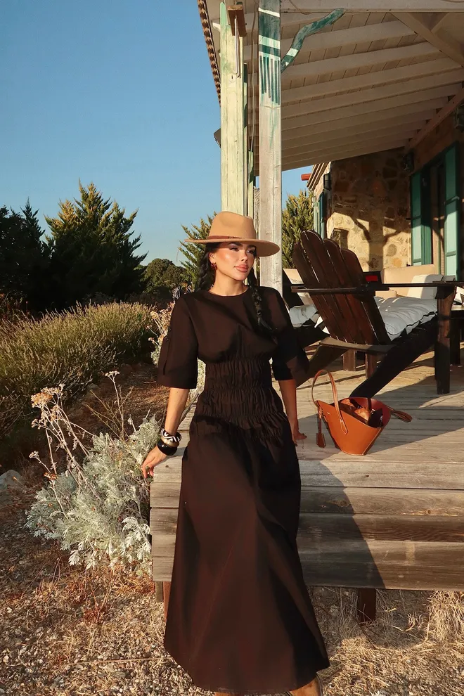 EYYO ATELIER Black Ethnic Fit & Flare Dress Wholesale Clothing Casual