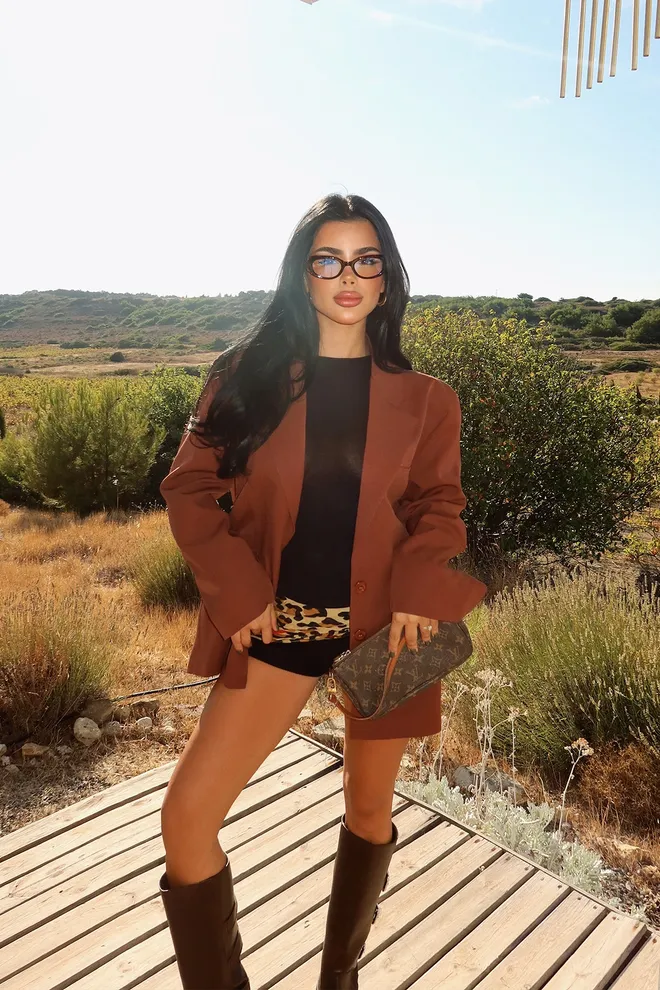 EYYO ATELIER Brown Elegant Single Breasted Blazer Jacket Wholesale Clothing 1