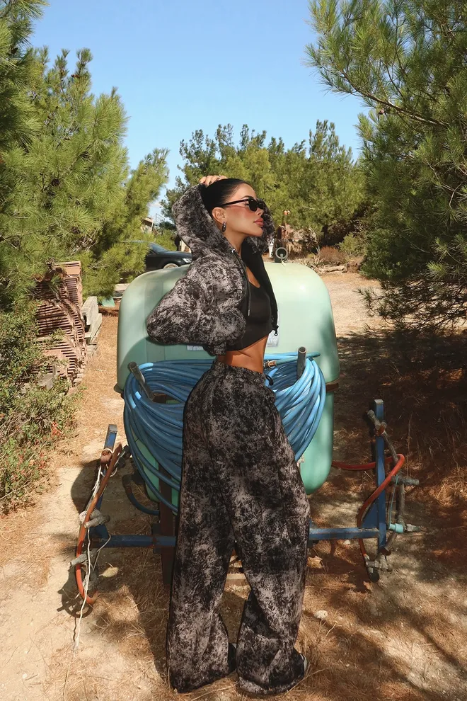 EYYO ATELIER Black Oversized Sport Tracksuit With Bleached Pattern Wholesale Clothing Lounge