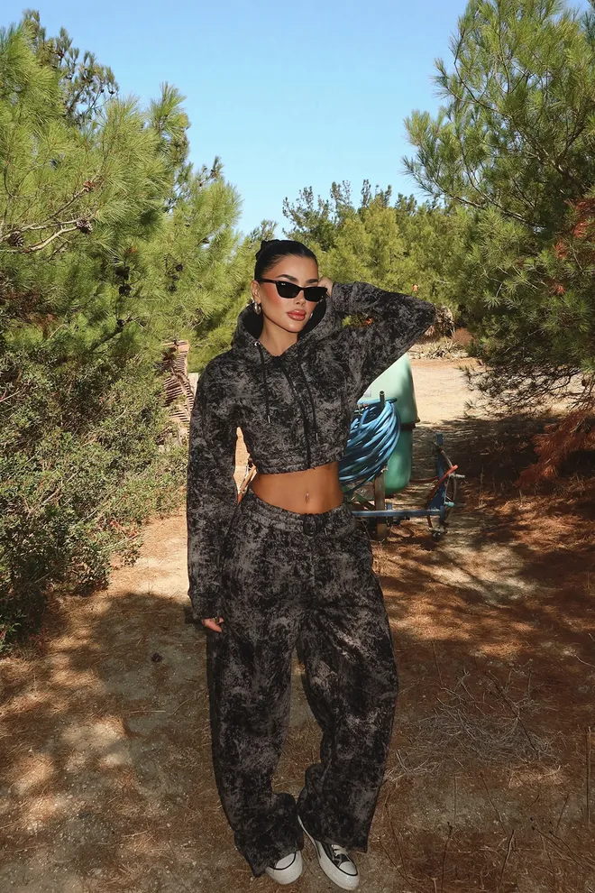 EYYO ATELIER Black Oversized Sport Tracksuit With Bleached Pattern Wholesale Clothing 1