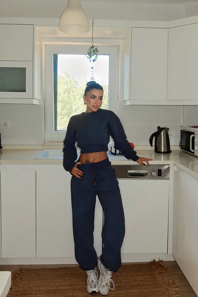 EYYO ATELIER Navy Blue Tracksuit Casual Sport Streetwear Jogger Set Χονδρικό εμπόριο ενδυμάτων undefined