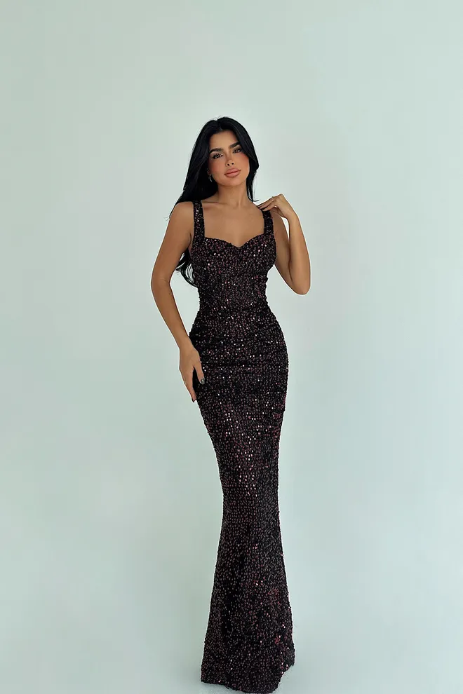 EYYO ATELIER Vestito Nero Sexy Elegante Glamour Formale Bodycon Abbigliamento all'ingrosso Sexy