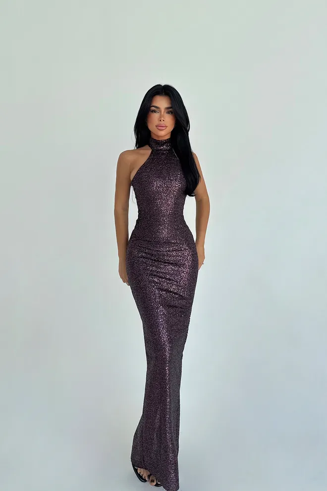 EYYO ATELIER Bordo Sijoča Obleka Bodycon Oblačila na debelo Seksi