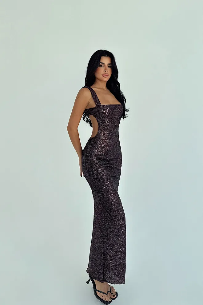 EYYO ATELIER Vestido Bodycon Sexy Elegante Preto Com Lantejoulas Roupas por atacado 1