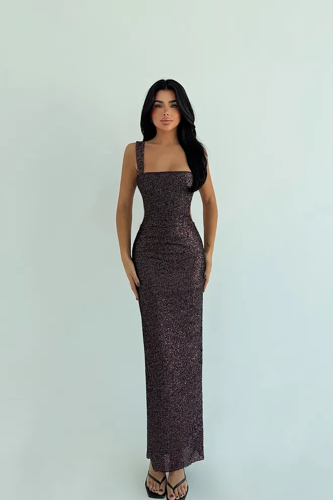 EYYO ATELIER Black Sequined Sexy Elegant Bodycon Dress Wholesale Clothing Sexy