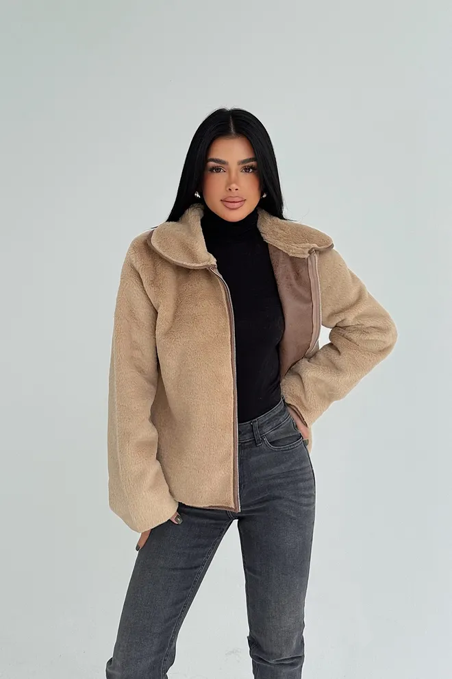 EYYO ATELIER Blouson Teddy Beige Vêtements en gros Décontracté