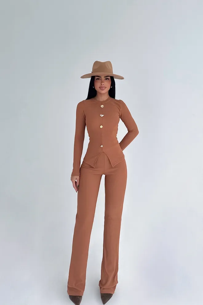 EYYO ATELIER Elegant Brown Slim Fit Suit Wholesale Clothing Formal