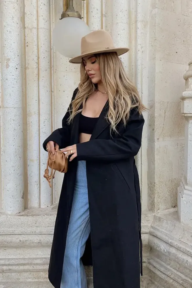EYYO ATELIER Casaco Preto Elegante De Um Só Peito Com Padrão Xadrez Roupas por atacado Vintage