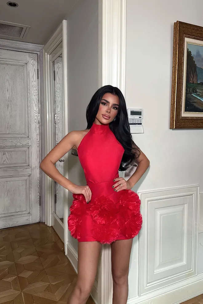 EYYO ATELIER Red Sexy Elegant Bodycon Mini Dress Wholesale Clothing Sexy