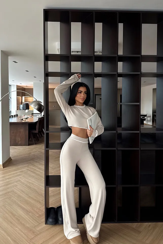 EYYO ATELIER Costum Bej Croială Cambrată Casual Sport Sexy Îmbrăcăminte cu ridicata Primăvară