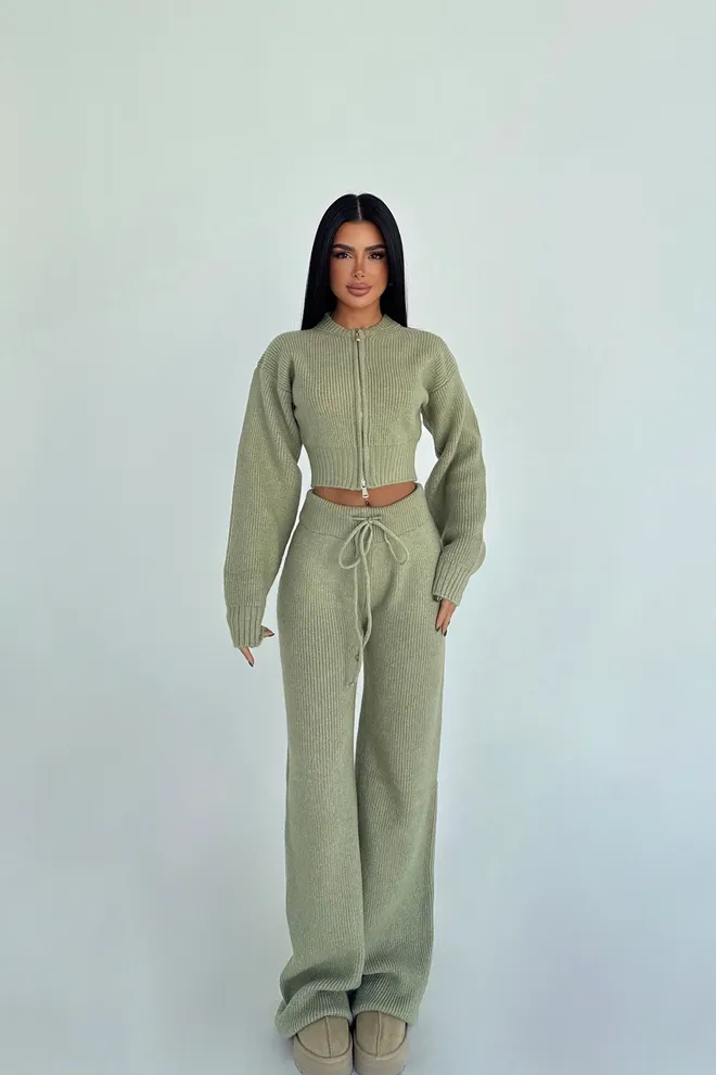 EYYO ATELIER Zielony Elegancki Casual Garnitur Hurtowa sprzedaż odzieży Skromny