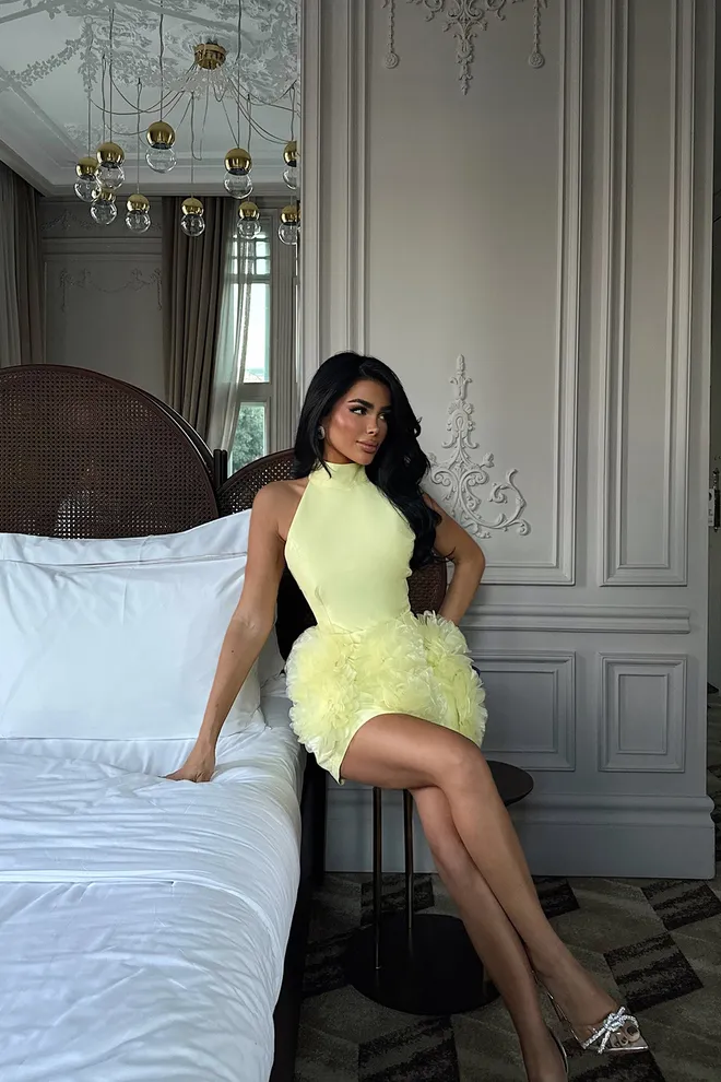 EYYO ATELIER Yellow Sexy Elegant Sheath Dress Wholesale Clothing Spring