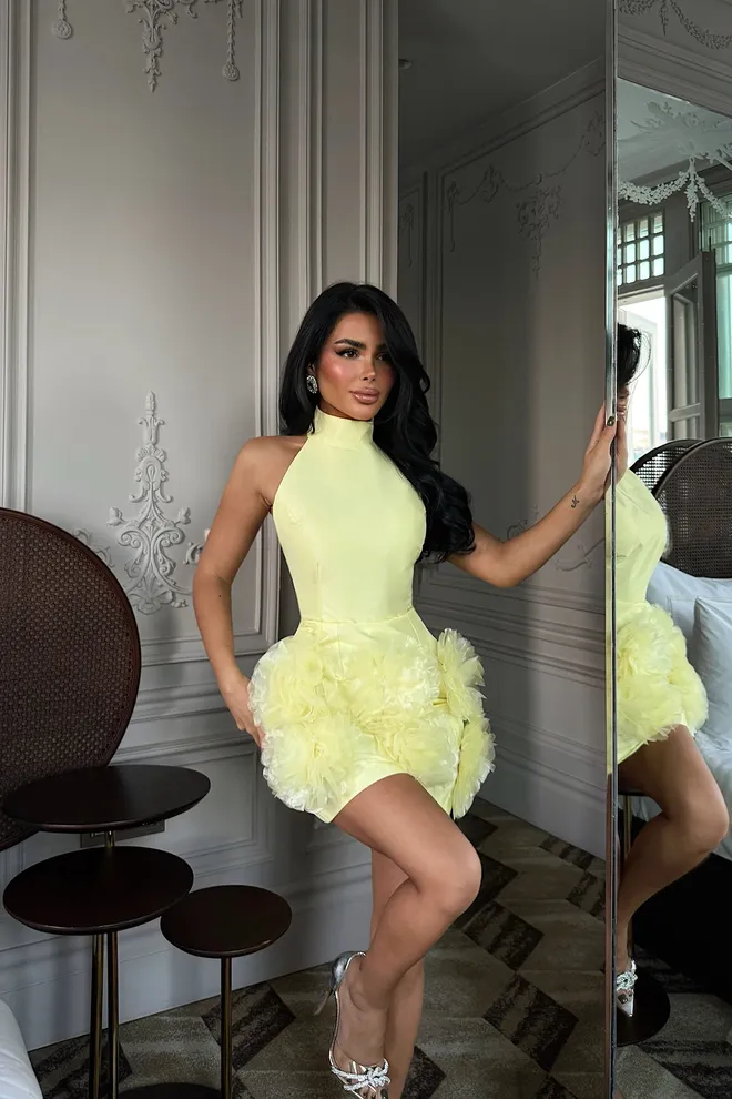 EYYO ATELIER Yellow Sexy Elegant Sheath Dress Wholesale Clothing Birthday