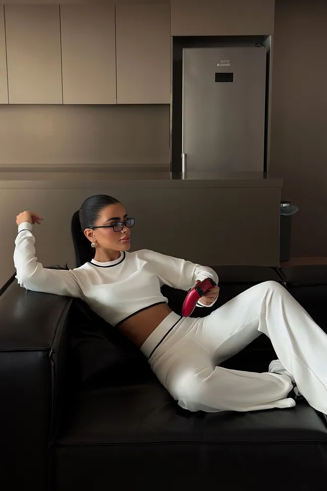 EYYO ATELIER Traje Elegante Blanco Con Pantalones Palazzo De Pierna Ancha Ropa al por mayor Casual