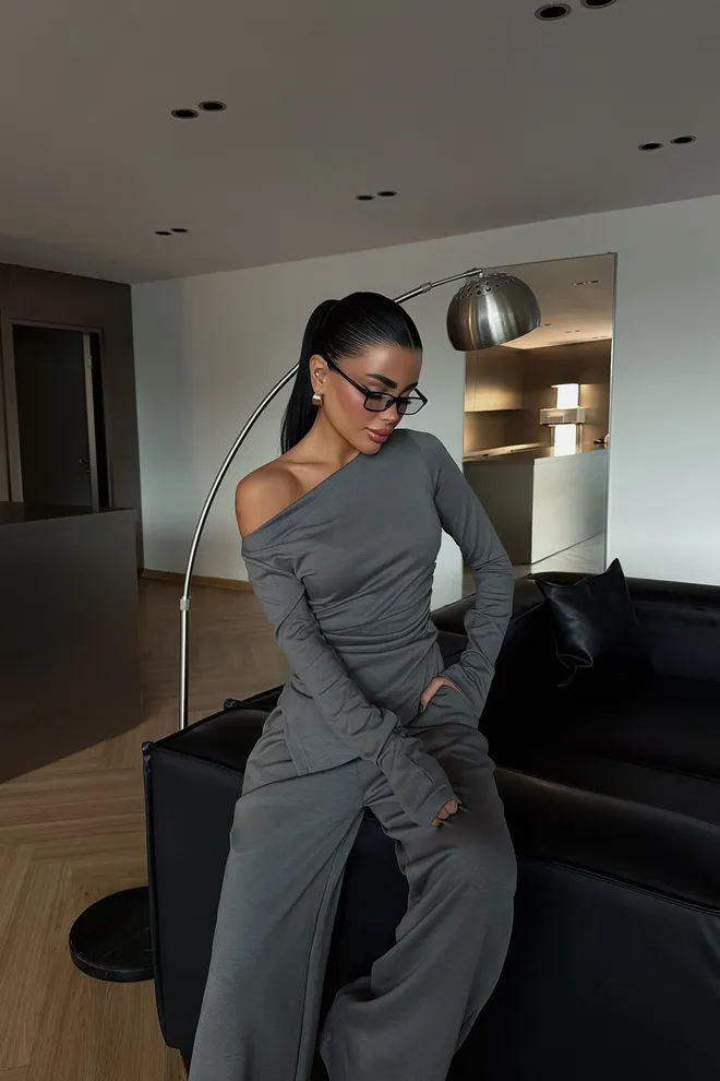 EYYO ATELIER جلس أنيق غير رسمي رياضات رمادي ملابس بالجملة ربيع