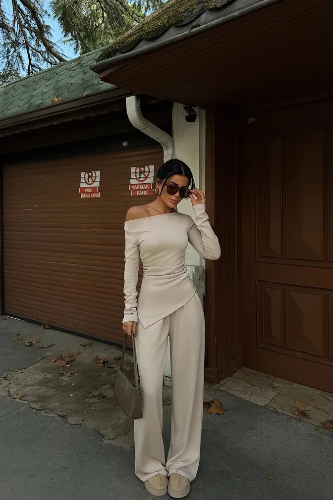 EYYO ATELIER Bež Eleganten Formalen Obleka Za Delo In Zabavo Oblačila na debelo Pomlad