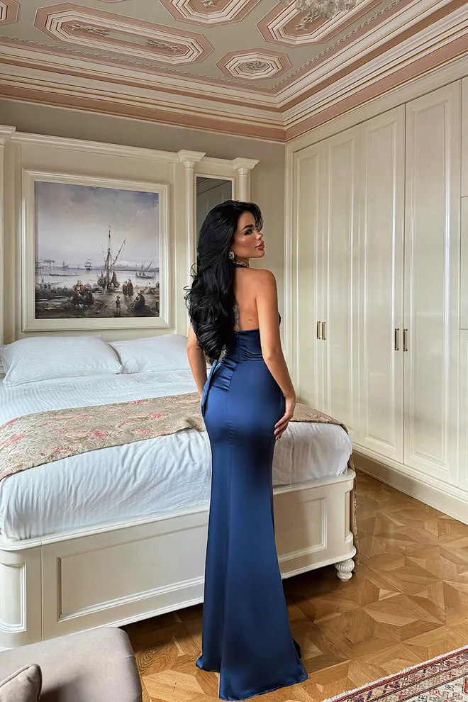 EYYO ATELIER Seksi Elegantna Mornarsko Plava Etui Haljina Veleprodaja odjeće Formalni