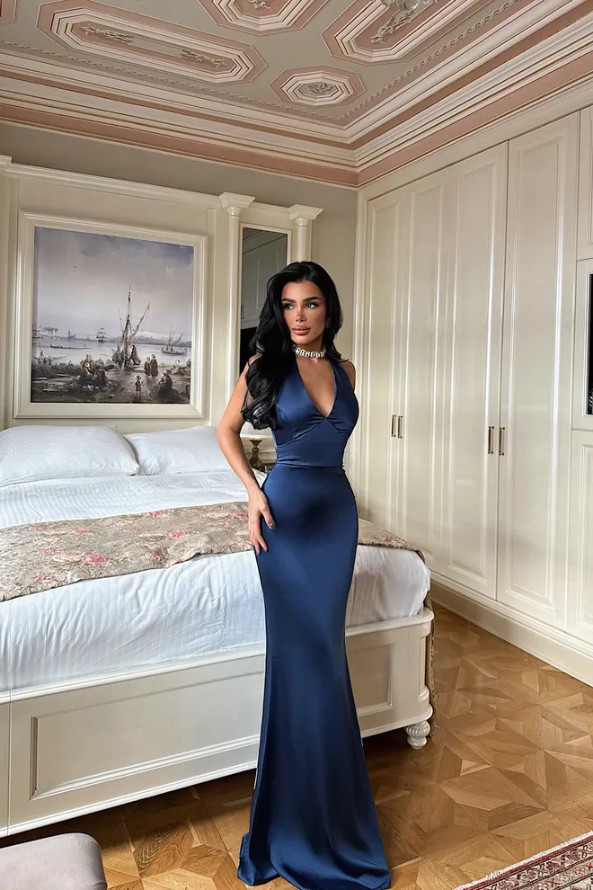 EYYO ATELIER Robe Fourreau Sexy Élégante Bleu Marine Vêtements en gros Sexy