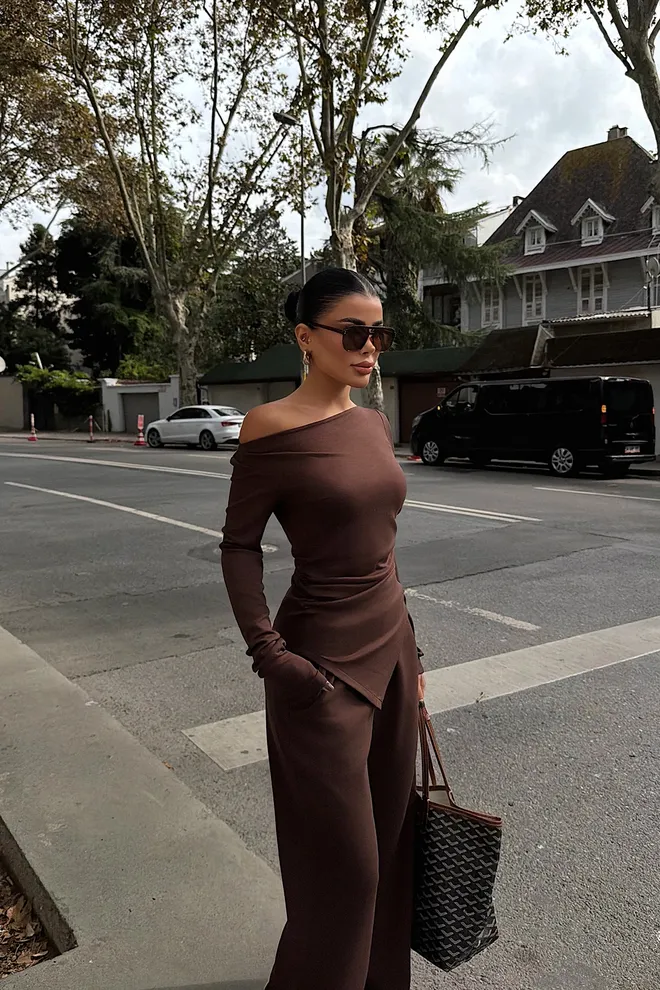 EYYO ATELIER Brown Elegant Formal Sexy Suit Wholesale Clothing Spring