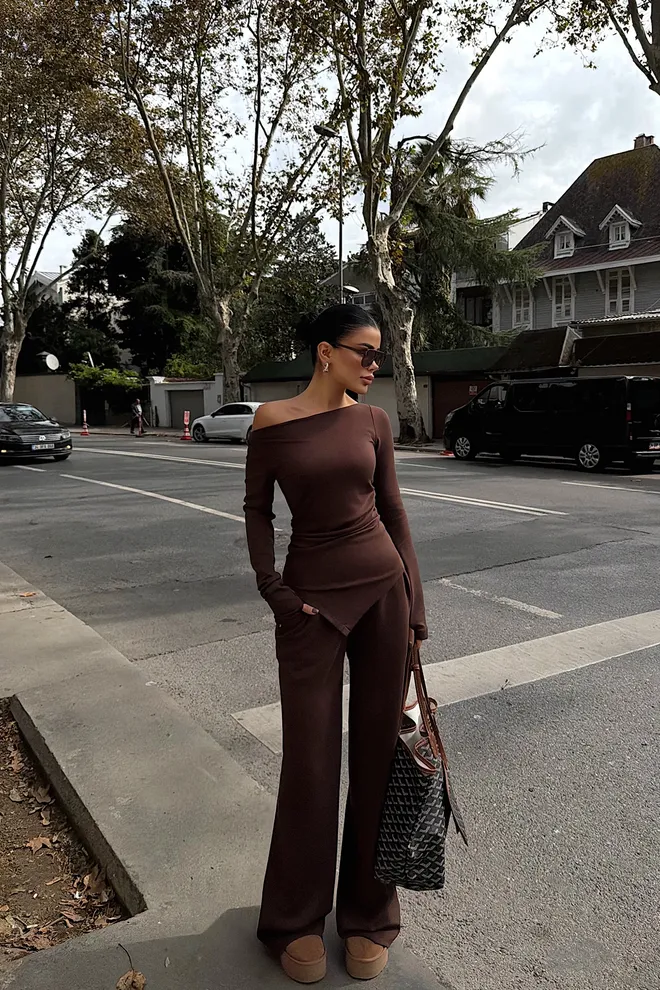 EYYO ATELIER Brown Elegant Formal Sexy Suit Wholesale Clothing Work