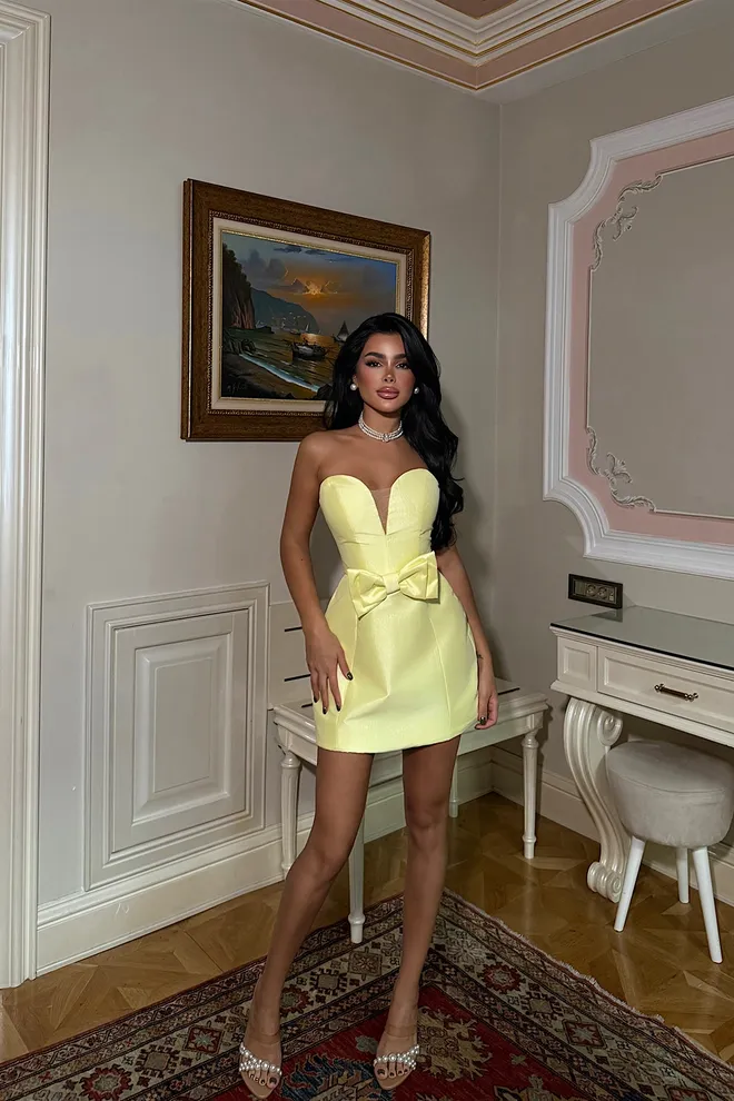 EYYO ATELIER Yellow Sexy Glam Elegant Formal Bodycon Dress Wholesale Clothing Cocktail