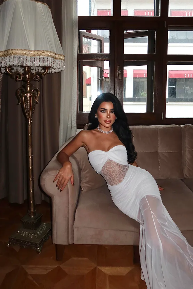 EYYO ATELIER White Elegant Strapless Sleeveless Sheath Dress Wholesale Clothing Spring