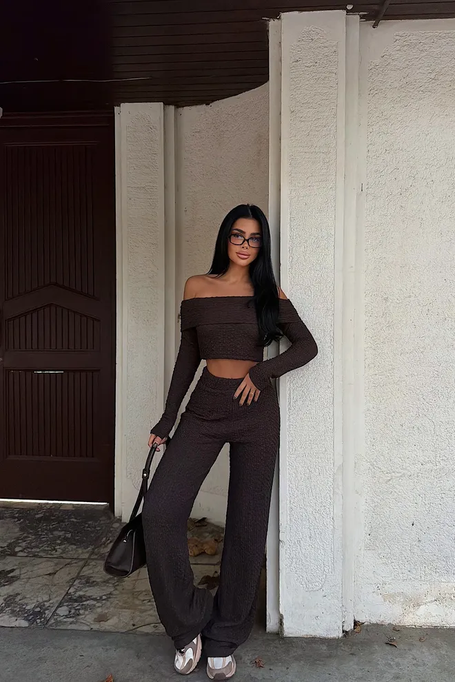 EYYO ATELIER Brązowy Slim Fit Seksowny Casual Elegancki Garnitur Hurtowa sprzedaż odzieży Casual