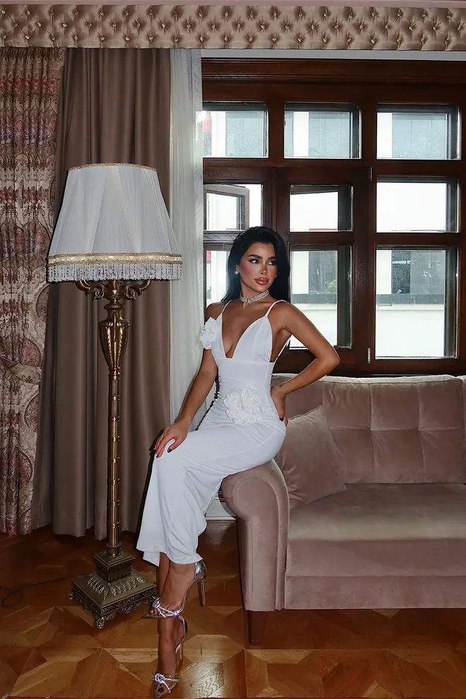 EYYO ATELIER White Elegant Maxi Bodycon Dress Wholesale Clothing Cocktail