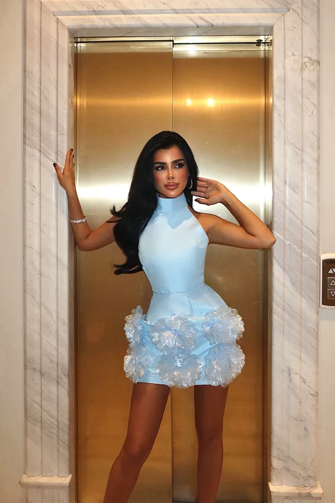 EYYO ATELIER Modra Seksi Eleganten Glam Bodycon Obleka Oblačila na debelo Vintage