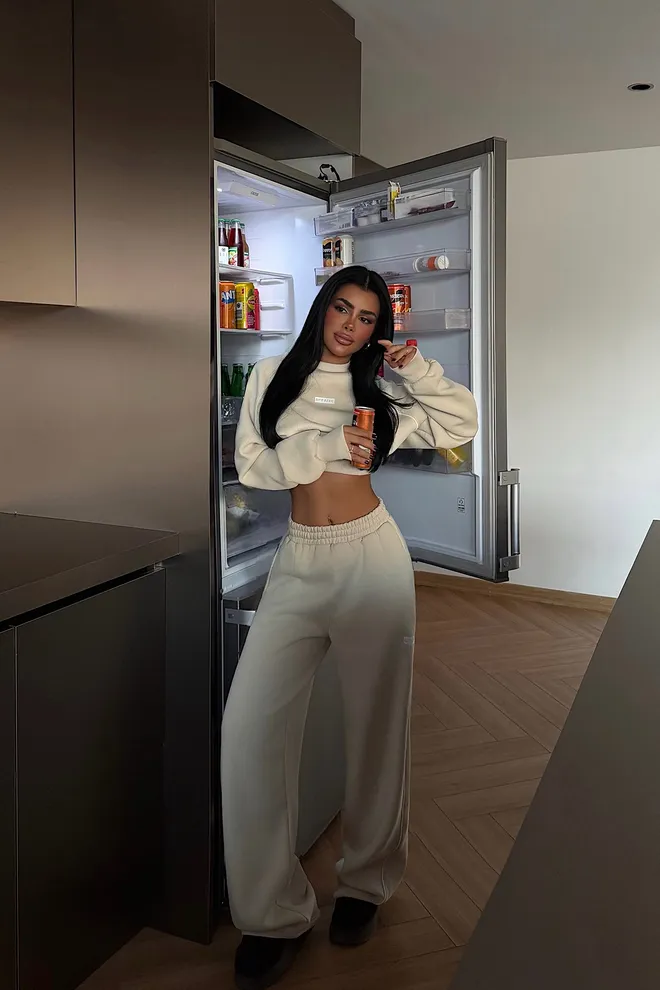 EYYO ATELIER Béžová Tepláková Súprava Neformálny Šport Jogger Set Veľkoobchod s oblečením Skromný