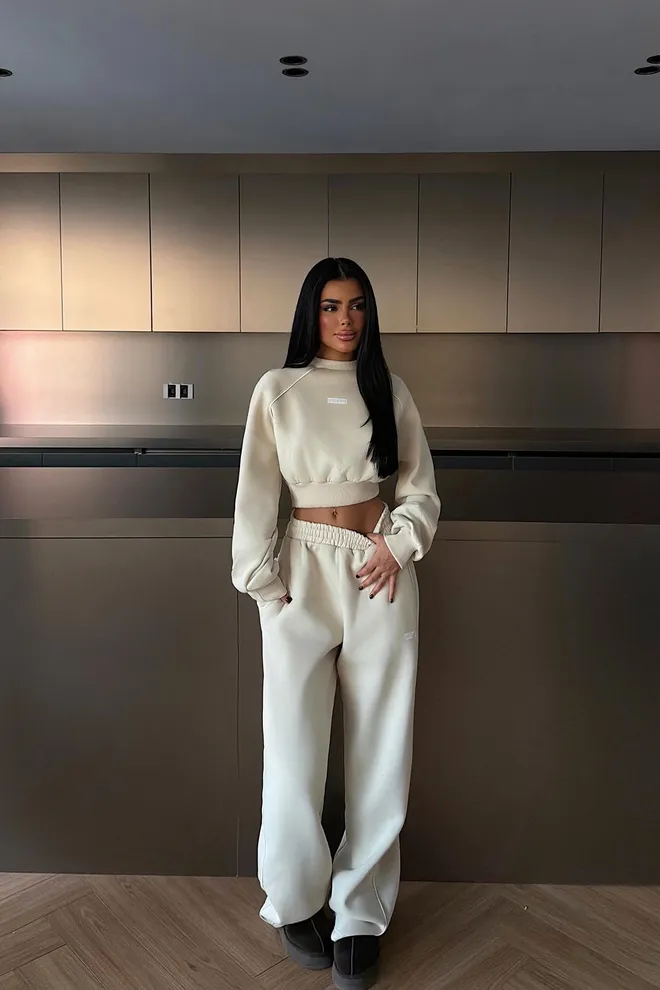 EYYO ATELIER Chándal Beige Casual Deportivo Jogger Conjunto Ropa al por mayor Salón