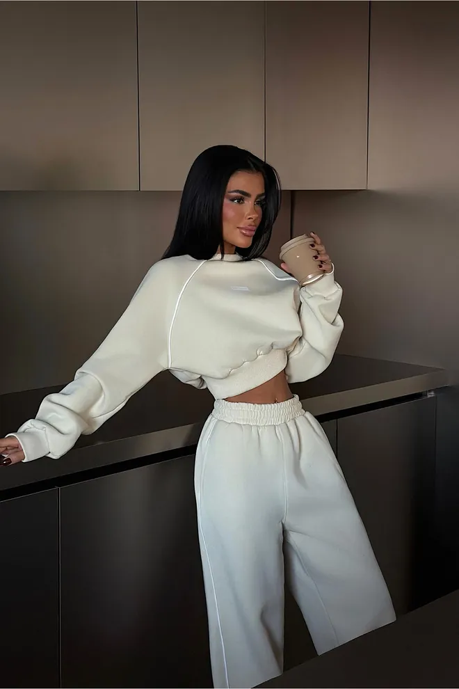 EYYO ATELIER Chándal Beige Casual Deportivo Jogger Conjunto Ropa al por mayor 1