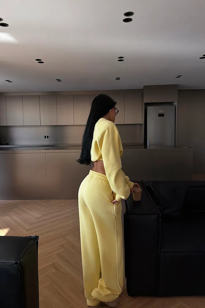 EYYO ATELIER Yellow Tracksuit With Oversized Fit And Jogger Pants Wholesale Clothing Lounge