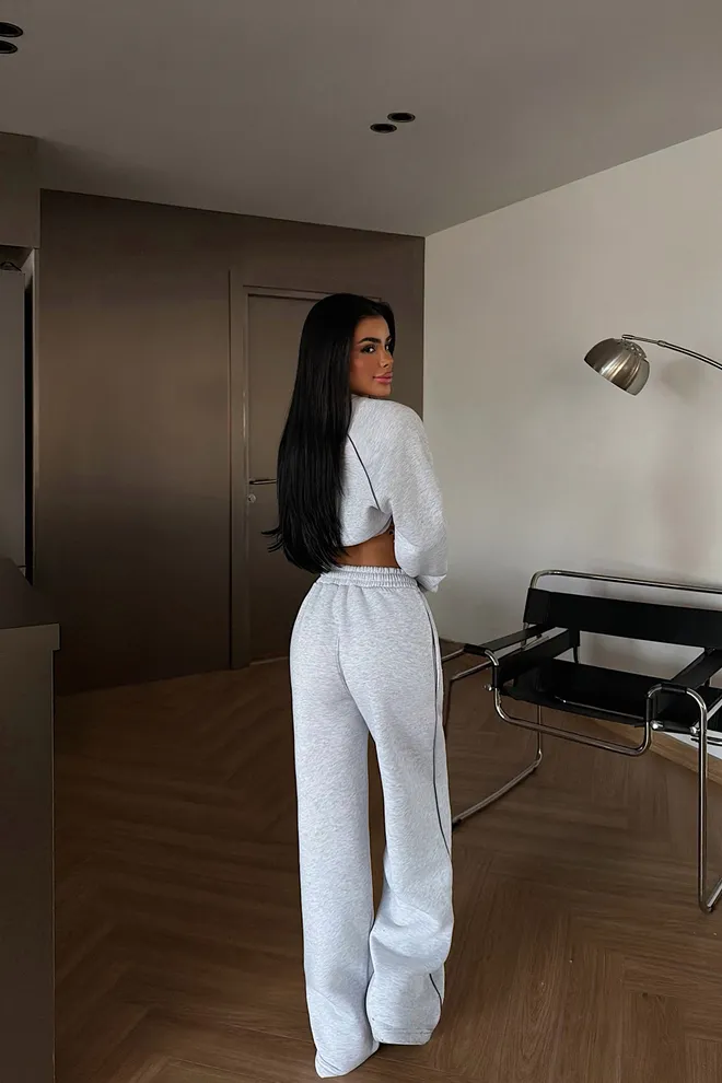 EYYO ATELIER Grey Tracksuit Casual Sport Jogger Wholesale Clothing Spring