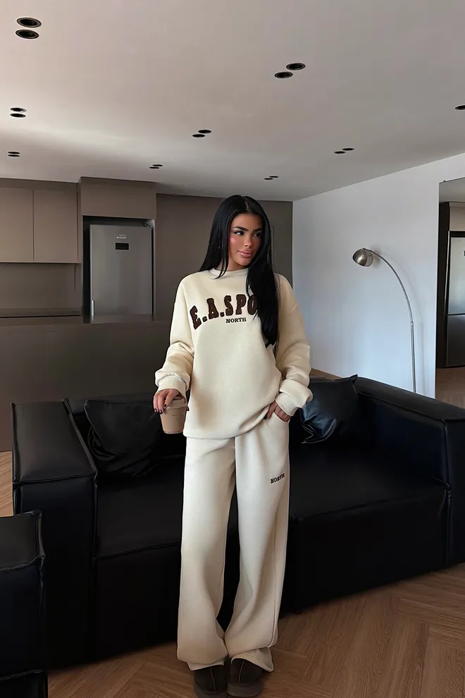 EYYO ATELIER Chándal Beige Sobredimensionado Casual Deporte Ropa De Calle Jogger Largo Ropa al por mayor Casual