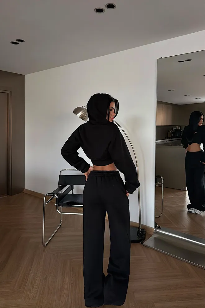 EYYO ATELIER Black Casual Sport Suit Wholesale Clothing Lounge