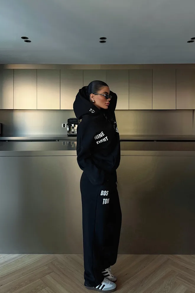 EYYO ATELIER Black Tracksuit For Sport & Casual Comfort Wholesale Clothing Lounge