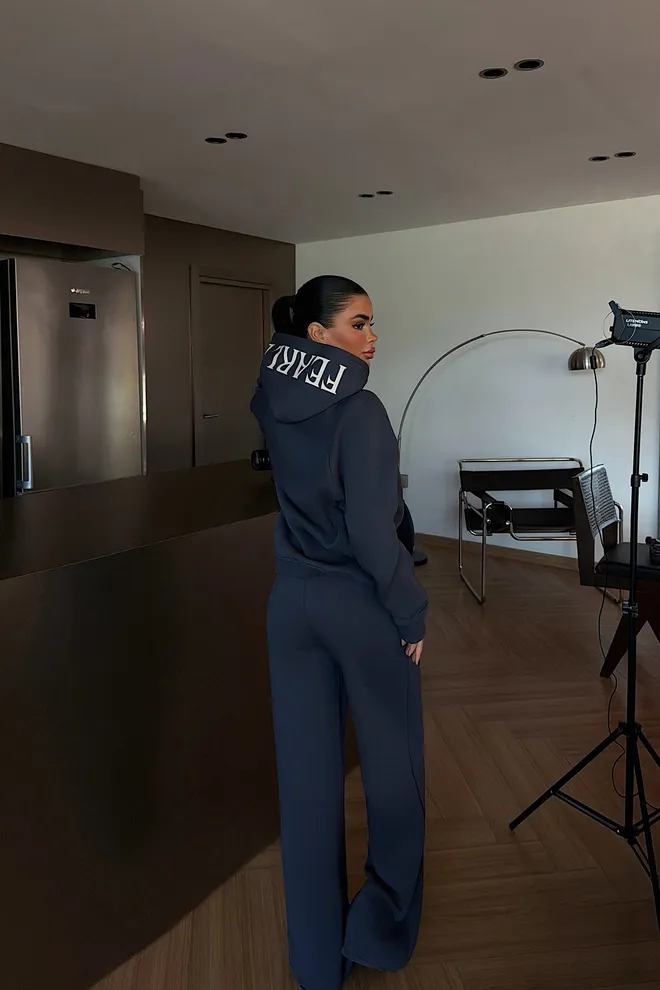 EYYO ATELIER Анцуг Комплект Морскосиньо Свободен Ежедневен Спортен Комплект Дрехи на едро Пролет